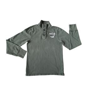 Y2K Hollister Chunky Sweatshirt Men M Green Olive Surf Button Big Bird HCO